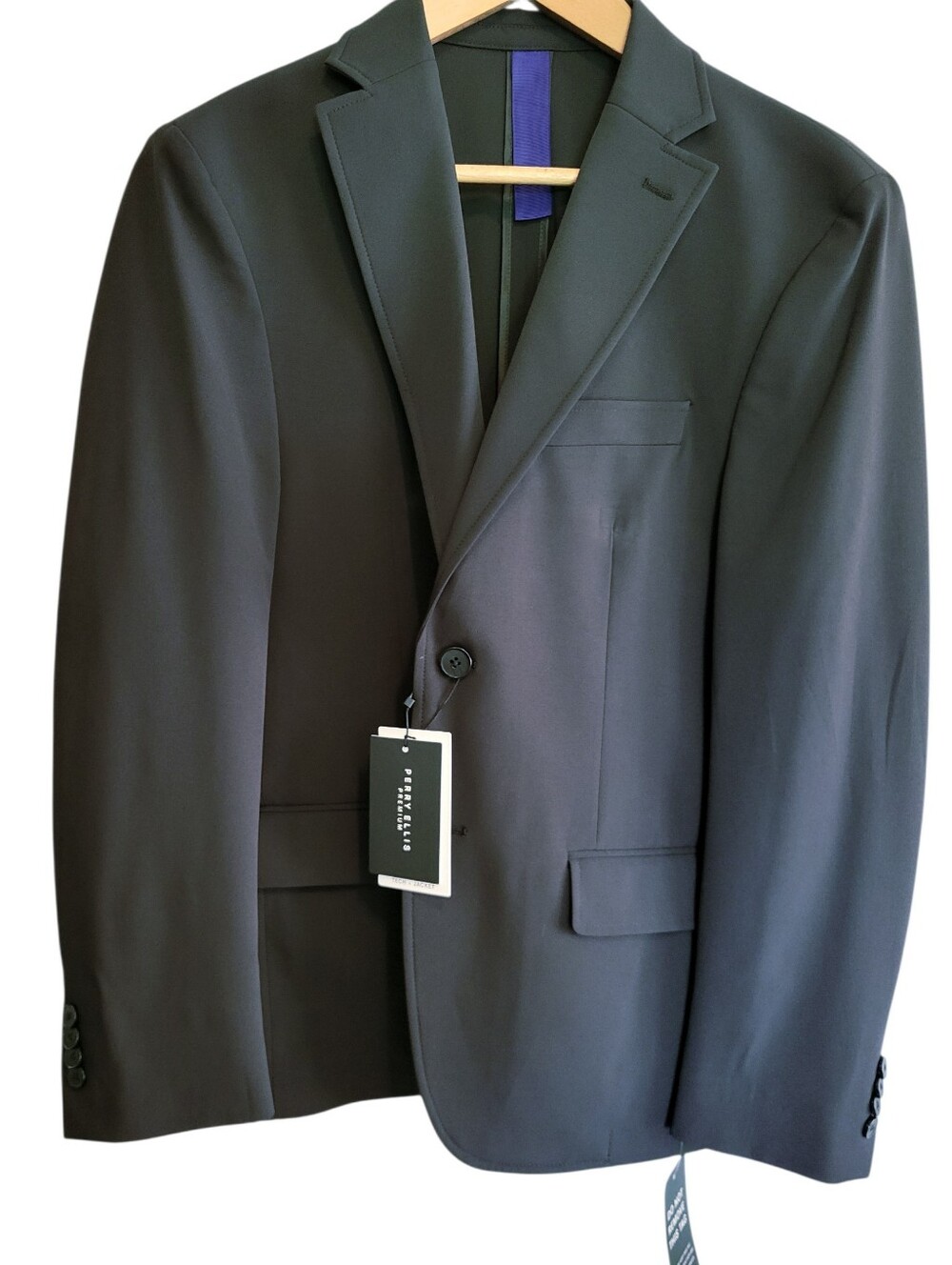 NWT Perry Ellis Premium Emerson Tech Suit Jacket Black 42 Short $298